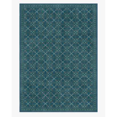 Girona Teal Flatwoven Rug - 305 x 425 cm - Rug + Pad System