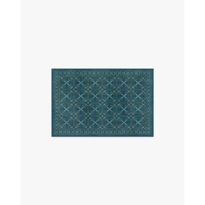 Girona Teal Flatwoven Rug - 60 x 90 cm - Rug + Cushioned Pad System