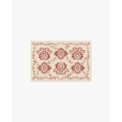 Inaya Cream & Amber Flatwoven Rug - 60 x 90 cm - Rug + Cushioned Pad System