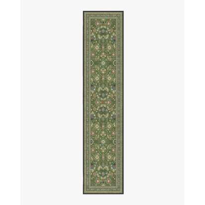 Sybil Green Flatwoven Rug - 75 x 365 cm - Rug + Pad System