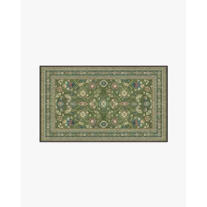 Sybil Green Flatwoven Rug - 90 x 150 cm - Rug + Pad System