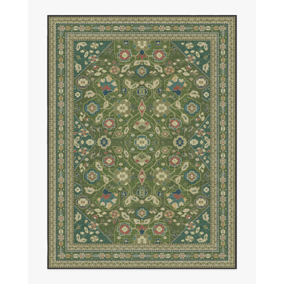 Sybil Green Flatwoven Rug - 275 x 365 cm - Rug + Pad System