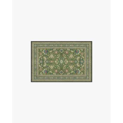 Sybil Green Flatwoven Rug - 60 x 90 cm - Rug + Cushioned Pad System