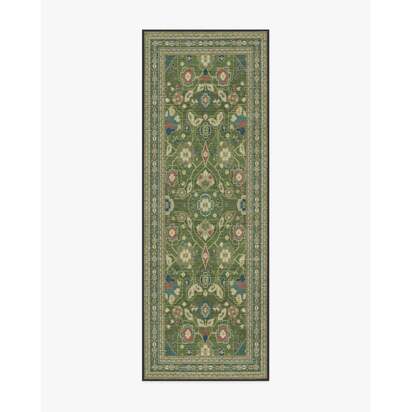 Sybil Green Flatwoven Rug - 75 x 215 cm - Rug + Cushioned Pad System