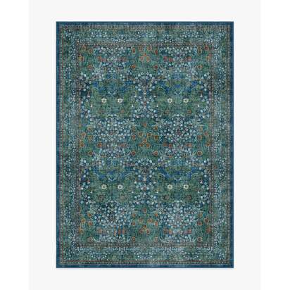 Blackthorn Navy Flatwoven Rug by Morris & Co. - 150 x 215 cm - Rug + Pad System