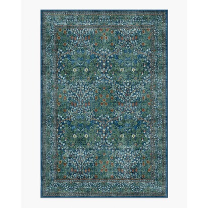 Blackthorn Navy Flatwoven Rug by Morris & Co. - 185 x 275 cm - Rug + Pad System