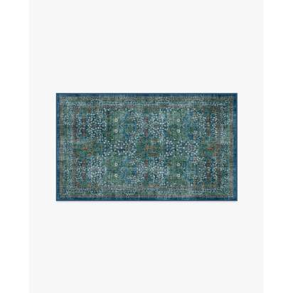 Blackthorn Navy Flatwoven Rug by Morris & Co. - 90 x 150 cm - Rug + Cushioned Pad System