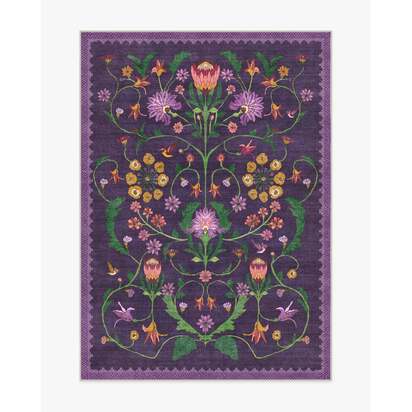 Protea Plum Flatwoven Rug by Iris Apfel - 150 x 215 cm - Rug + Pad System