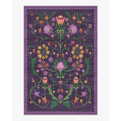 Protea Plum Flatwoven Rug by Iris Apfel - 185 x 275 cm - Rug + Pad System
