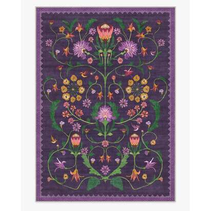Protea Plum Flatwoven Rug by Iris Apfel - 305 x 425 cm - Rug + Pad System