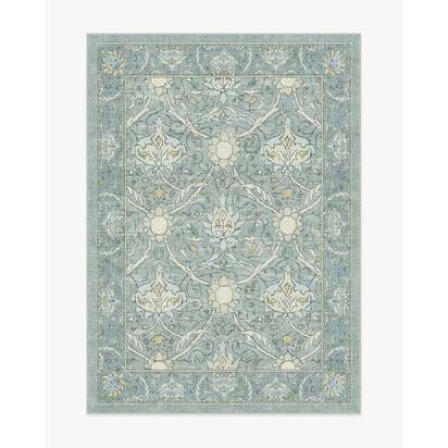 Montreal Dusty Blue Flatwoven Rug by Morris & Co. - 150 x 215 cm - Rug + Cushioned Pad System