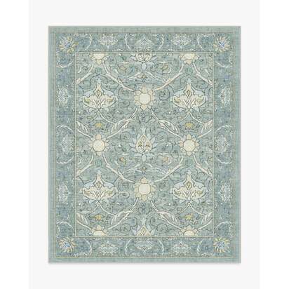 Montreal Dusty Blue Flatwoven Rug by Morris & Co. - 245 x 305 cm - Rug + Cushioned Pad System