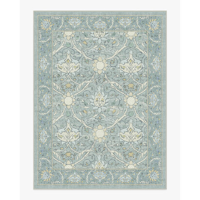 Montreal Dusty Blue Flatwoven Rug by Morris & Co. - 275 x 365 cm - Rug + Cushioned Pad System
