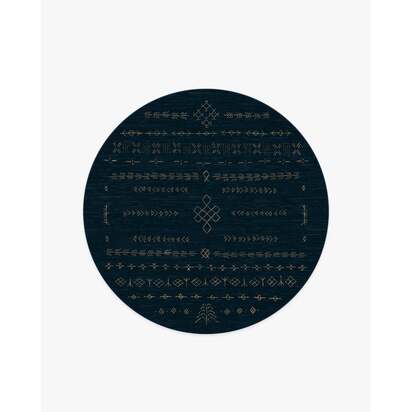 Astrid Navy Flatwoven Rug - 185 Round cm - Rug + Cushioned Pad System