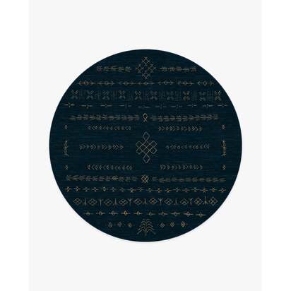 Astrid Navy Flatwoven Rug - 245 Round cm - Rug + Cushioned Pad System