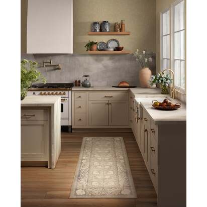 Pimpernel Mink Flatwoven Rug by Morris & Co. - 245 x 305 cm - Rug + Pad System