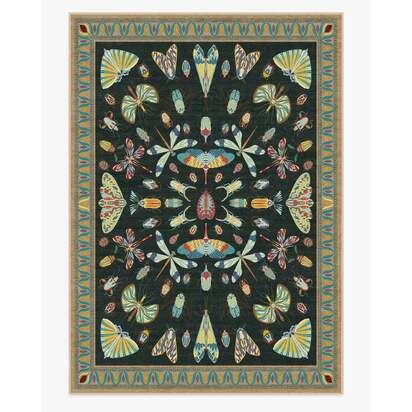 Flutterby Charcoal Flatwoven Rug by Iris Apfel - 305 x 425 cm - Rug + Pad System