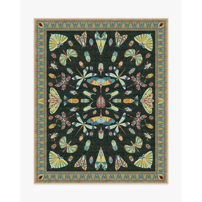 Flutterby Charcoal Flatwoven Rug by Iris Apfel - 245 x 305 cm - Rug + Cushioned Pad System