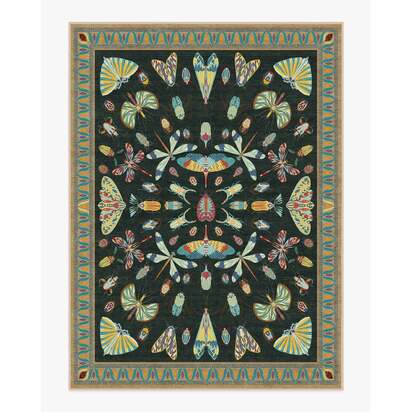 Flutterby Charcoal Flatwoven Rug by Iris Apfel - 275 x 365 cm - Rug + Cushioned Pad System