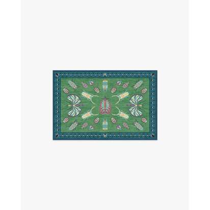 Flutterby Green & Sapphire Flatwoven Rug by Iris Apfel - 60 x 90 cm - Rug + Pad System