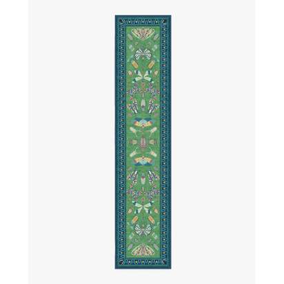 Flutterby Green & Sapphire Flatwoven Rug by Iris Apfel - 75 x 365 cm - Rug + Pad System