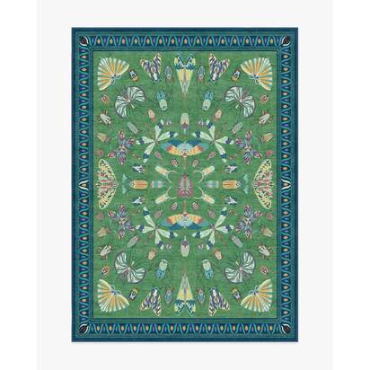 Flutterby Green & Sapphire Flatwoven Rug by Iris Apfel - 150 x 215 cm - Rug + Pad System