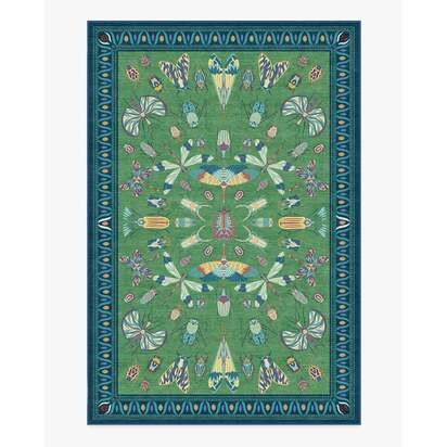 Flutterby Green & Sapphire Flatwoven Rug by Iris Apfel - 185 x 275 cm - Rug + Pad System