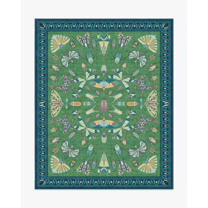 Flutterby Green & Sapphire Flatwoven Rug by Iris Apfel - 245 x 305 cm - Rug + Pad System