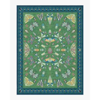 Flutterby Green & Sapphire Flatwoven Rug by Iris Apfel - 275 x 365 cm - Rug + Pad System