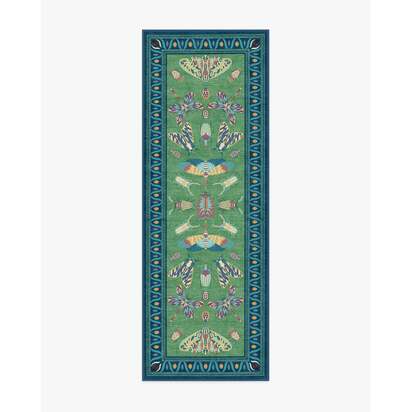 Flutterby Green & Sapphire Flatwoven Rug by Iris Apfel - 75 x 215 cm - Rug + Cushioned Pad System