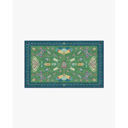 Flutterby Green & Sapphire Flatwoven Rug by Iris Apfel - 90 x 150 cm - Rug + Cushioned Pad System