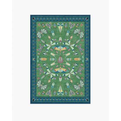 Flutterby Green & Sapphire Flatwoven Rug by Iris Apfel - 120 x 185 cm - Rug + Cushioned Pad System