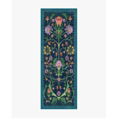 Protea Blue Flatwoven Rug by Iris Apfel - 75 x 215 cm - Rug + Cushioned Pad System