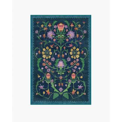 Protea Blue Flatwoven Rug by Iris Apfel - 120 x 185 cm - Rug + Cushioned Pad System