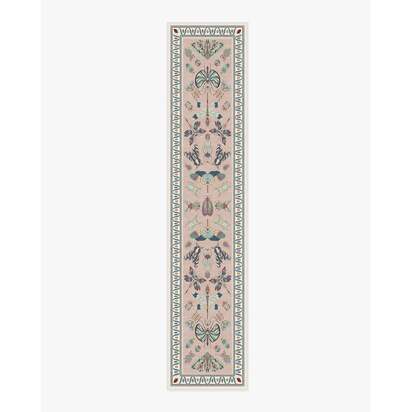 Flutterby Soft Rose Flatwoven Rug by Iris Apfel - 75 x 365 cm - Rug + Pad System