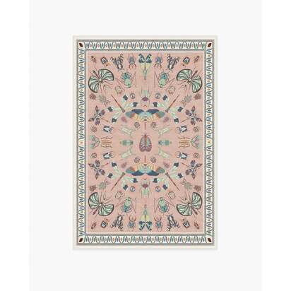 Flutterby Soft Rose Flatwoven Rug by Iris Apfel - 120 x 185 cm - Rug + Pad System