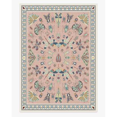 Flutterby Soft Rose Flatwoven Rug by Iris Apfel - 305 x 425 cm - Rug + Pad System
