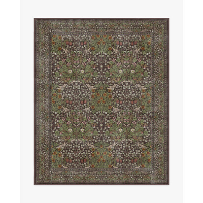 Blackthorn Dark Wood Flatwoven Rug by Morris & Co. - 245 x 305 cm - Rug + Pad System