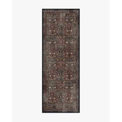 Blackthorn Charcoal & Amber Flatwoven Rug by Morris & Co. - 75 x 215 cm - Rug + Pad System