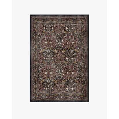 Blackthorn Charcoal & Amber Flatwoven Rug by Morris & Co. - 120 x 185 cm - Rug + Pad System