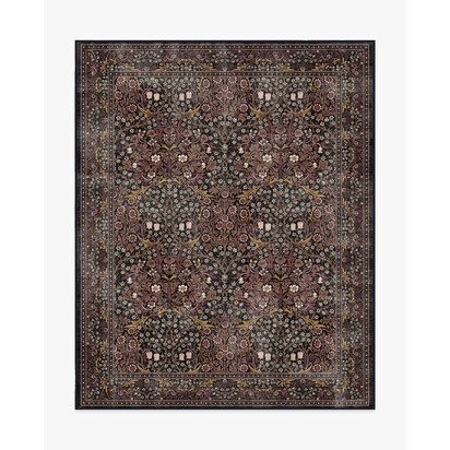 Blackthorn Charcoal & Amber Flatwoven Rug by Morris & Co. - 245 x 305 cm - Rug + Cushioned Pad System