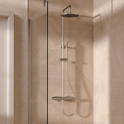 Crosswater Central Exposed Thermostatic Shower Valve with Rigid Riser & Handset Kit - Brushed Nickel