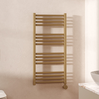 Crosswater MPRO Electric Heated Towel Rail 968 x 430mm - Brushed Brass