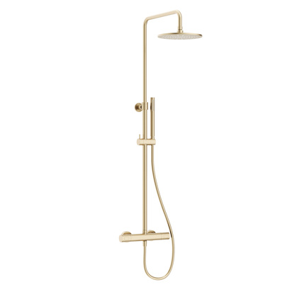 Crosswater Central Thermostatic Exposed Shower Kit With Height Adjustable Rigid Riser - Brushed Brass