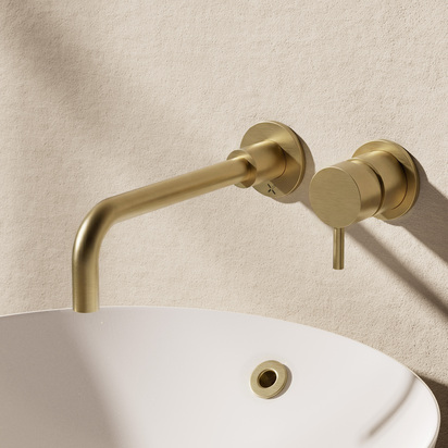 Crosswater MPRO Wall Mounted Basin Mixer Tap - Brushed Brass