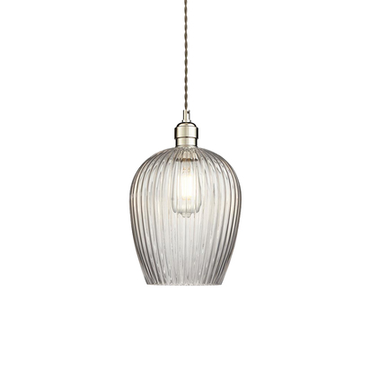 Cernobbio 1 Ribbed Medium Pendant Light Antique Brass