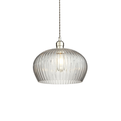 Cernobbio 1 Ribbed Pendant Light Bright Nickel