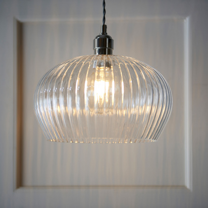 Cernobbio 1 Ribbed Pendant Light Bright Nickel
