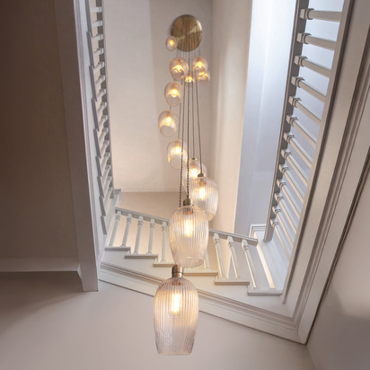 Urbino 13 Ribbed Pendant Light Antique Brass