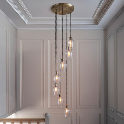 Urbino 7 Pendant Light Antique Brass